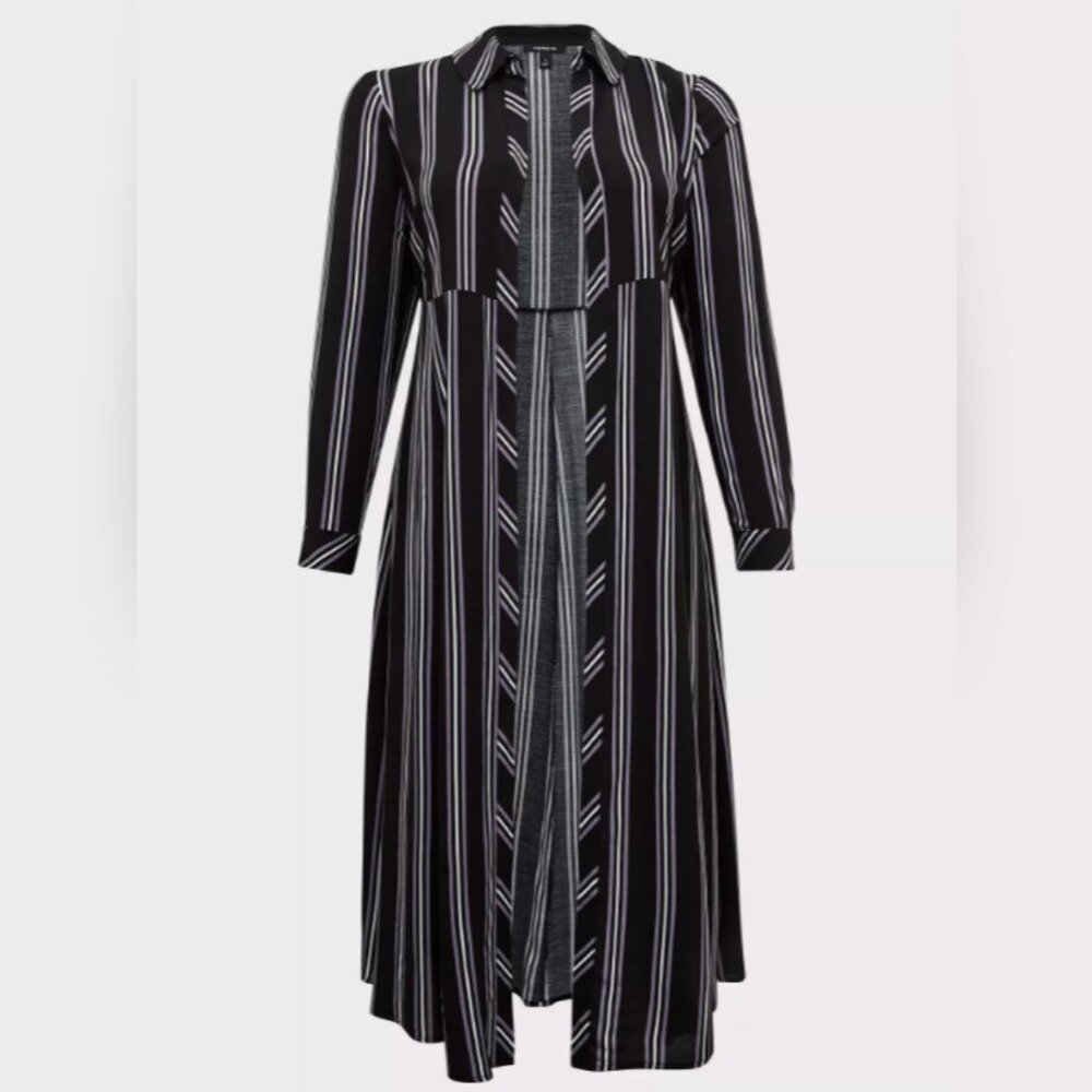 Torrid Black and White Striped Cardigan